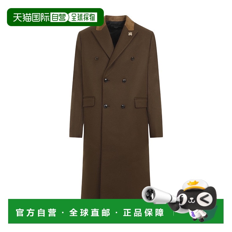 自营amiri男式羊毛混纺双排扣翻领外套-棕色 【美国奥莱】直发