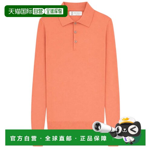 自营brunello cucinelli长袖针织棉质polo衫-橙色 美国奥莱直发