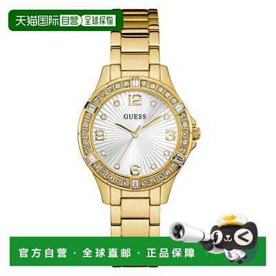 自营guessGold-Tone Watch silver/navy 美国奥莱直发