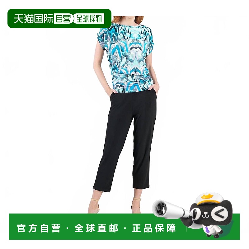 自营clara sunwooWomen's Side Ruched Boat Neck Top In Abstrac