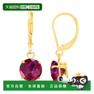 自营max + stone10k黄金圆形棋盘格切割宝石Leverback耳环 (8mm)