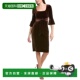 Papell brown Tie Velvet 自营Adrianna Dress Front Sheath 美