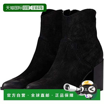 自营Steve Madden Cate Boots Croc Black Block Heel Ankle Boot