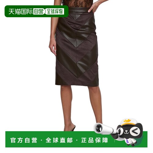 自营L'AGENCE Erma拼接短裙-棕色 美国奥莱直发