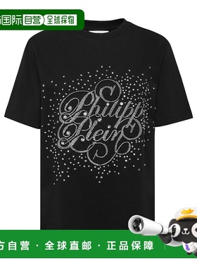 自营philipp pleinT-Shirt Man Fit Crystal Strass - black 美国