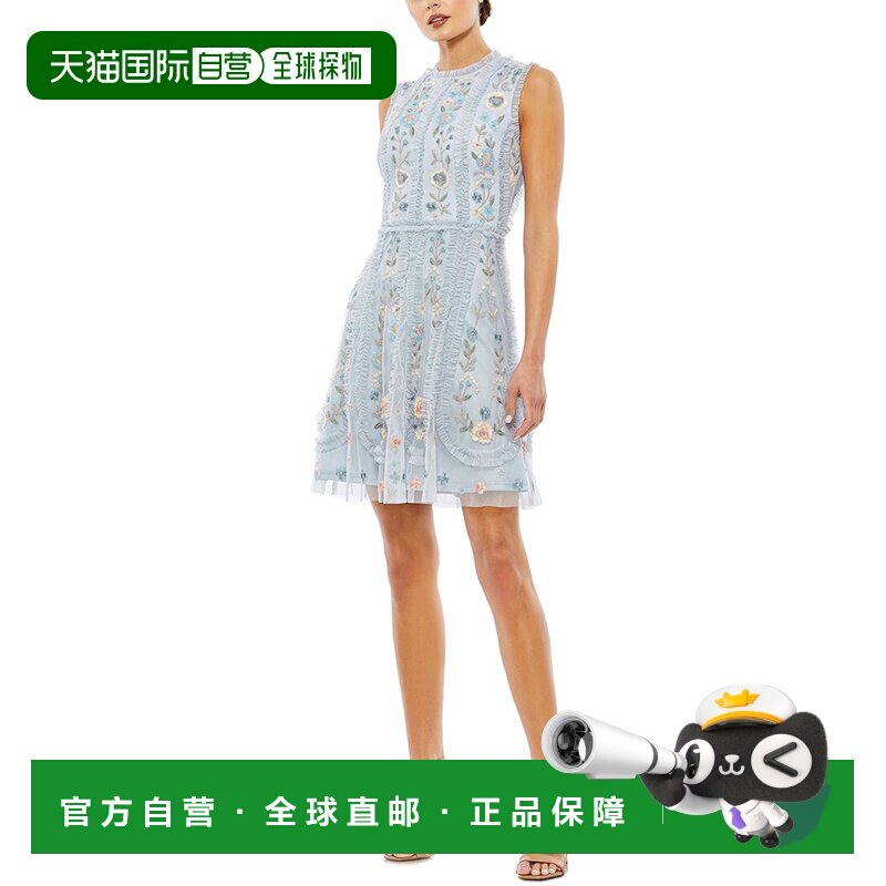 自营Mac Duggal连衣裙-粉蓝色 美国奥莱直发新款吊带