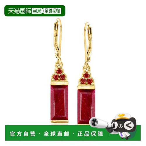 自营Ross-Simons Ruby and . Garnet Drop Earrings in 18kt Gold