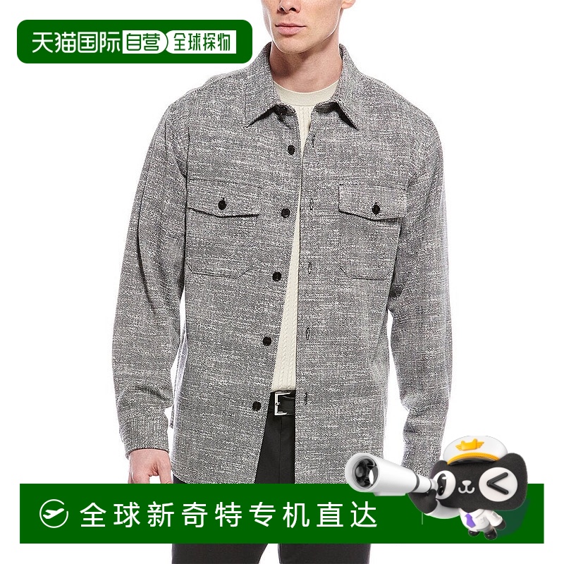 自营Theory Garvin Tweed Shirt Jacket - black 【美国奥莱】直