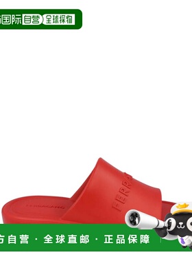 自营salvatore ferragamoGiuneva Logo Embossed Slides - red 美