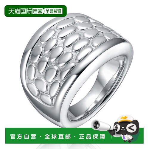 自营geneviveSterling Silver White Gold Plated Textured Patte