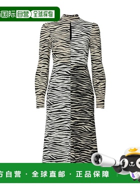 自营A.L.C. Kennedy Dress Women's White Beige Zebra Print Lon