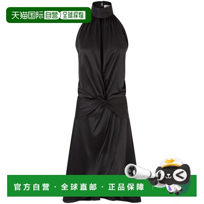 自营nina ricciKnee-Length Satin Halterneck Dress - black 美