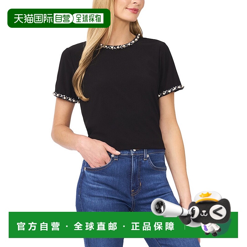 自营CeCe常规合身T恤-黑色 美国奥莱直发
