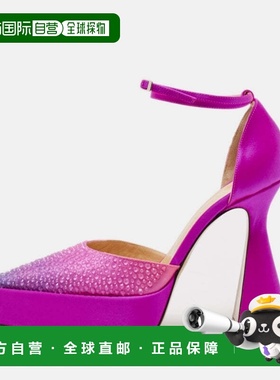 自营Mach & Mach Pink Satin Galaxy Crystalized Platform Pumps