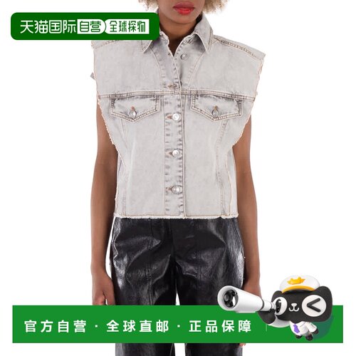 自营Isabel Marant Etoile Tyra毛边牛仔背心-雪灰色 美国奥莱直