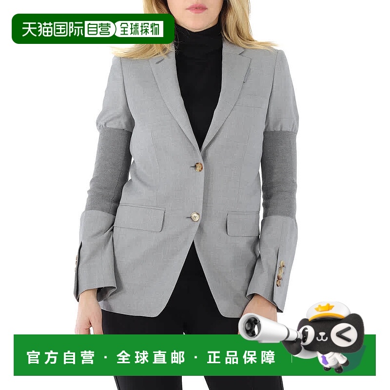 自营 Burberry Ladies Ribbed-panel Single-breasted Wool Blaze