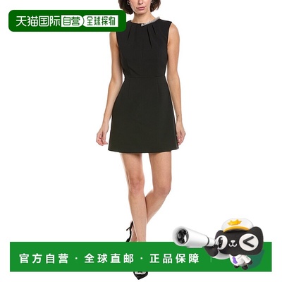 自营Milly Nyra Crepe Crystal Embellished Mini Dress - black