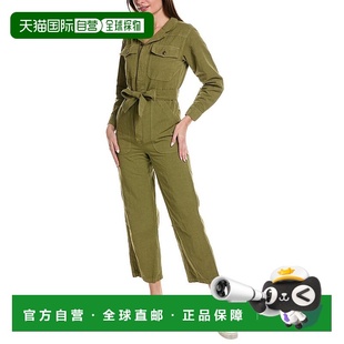 绿色 自营 梅尔亚麻混纺连身裤 MILL 美国奥莱直发连衣裙 ALEX