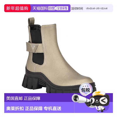 自营Guess Hensly Boots Women's Pewter Faux Leather Platform
