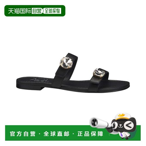 自营AGL Summer Stones Leather Slides - black 美国奥莱直发