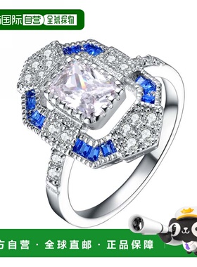 自营 GENEVIVE 纯银蓝宝石立方氧化锆 Coctail 戒指 - 蓝色 美国