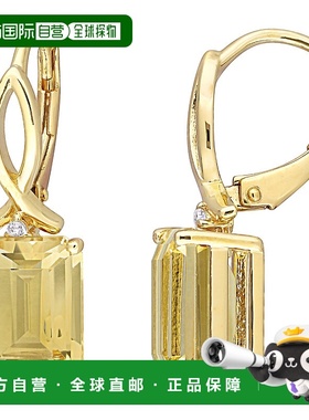 自营 mimi & max6 1/4 CT TGW 八角黄水晶和白色托帕石杠杆背耳环