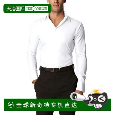 自营 nautica男士纯色涤纶纽扣衬衫-白色 【美国奥莱】直发
