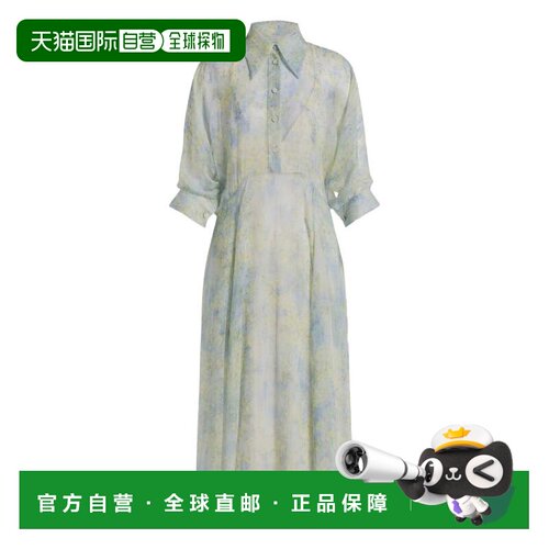 自营alberta ferretti丝质中长款连衣裙-白色 美国奥莱直发