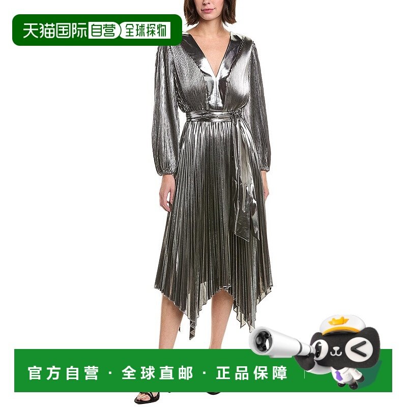 自营Milly Liora Pleated Midi Dress - silver 美国奥莱直发