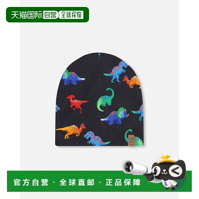 自营deux par deuxStretch Jersey Beanie Black Dinosaur Print