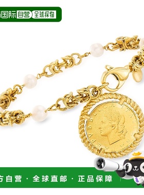 自营 Ross-Simons 意大利 6 毫米养殖珍珠和仿里拉硬币拜占庭式手