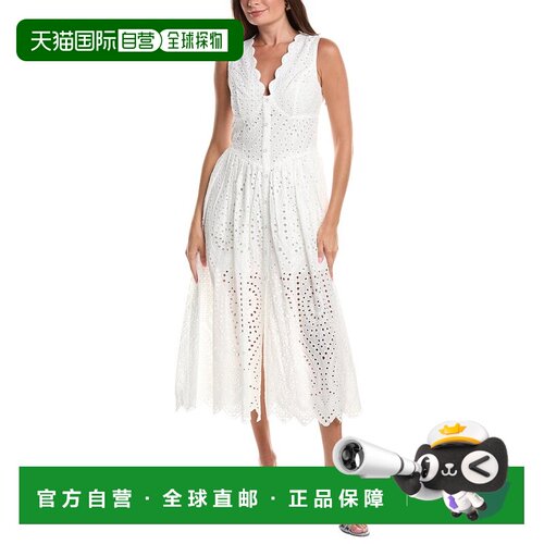 自营avec les filles配Les Filles扇贝领中长款连衣裙-白色 美国