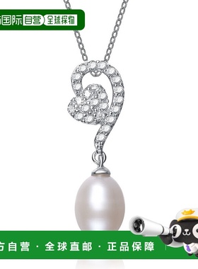 自营 geneviveGv 纯银白色淡水珍珠晶锆石项链 - 银 美国奥莱直发