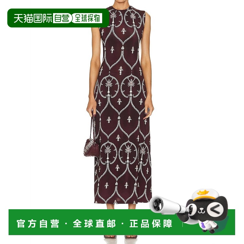 自营 johanna ortizGypsy Heart Silk Midi Dress In Jewels Burg