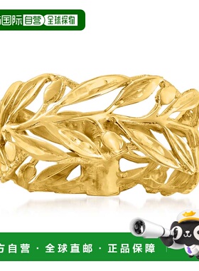 自营 Ross-Simons 意大利 14kt 黄金镂空叶子戒指 - 黄色 美国奥