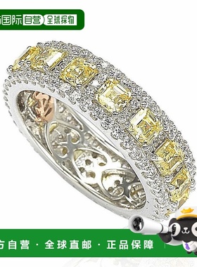 自营 Suzy Levian 纯银立方氧化锆黄色和白色现代永恒戒指 - 黄色
