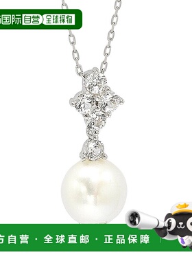 自营 Suzy Levian 纯银珍珠和白色蓝宝石簇状吊坠 - 白色 美国奥