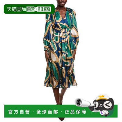自营Julia Jordan Printed Twill Midi Dress - green 美国奥莱直