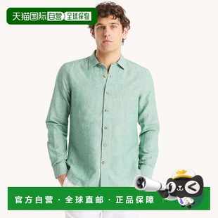 自营 Nautica Mens Linen Shirt - frosty spruce 美国奥莱直发