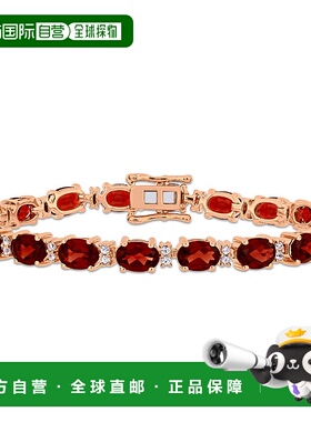 自营 mimi & max19 5/8 克拉 TGW 石榴石和白色蓝宝石网球手链镀