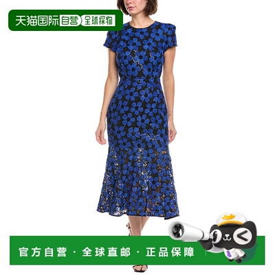 自营Milly Tahlia Rose Tulle Lace Midi Dress - blue 美国奥莱