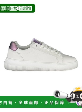 自营 calvin klein凯文克莱皮革女式运动鞋-白色 美国奥莱直发