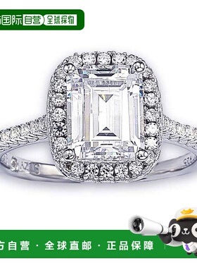 自营Suzy Levian 新娘纯银 Asscher-cut 白色立方氧化锆光环订婚
