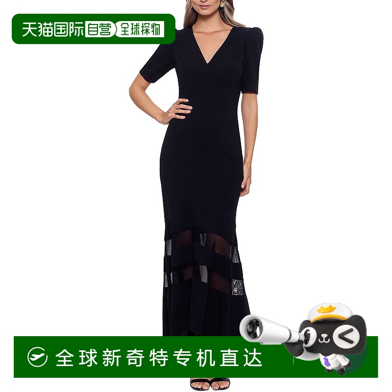 自营xscape女士 Illusion Fit & Flare 晚礼服 - 黑色 【美国奥莱