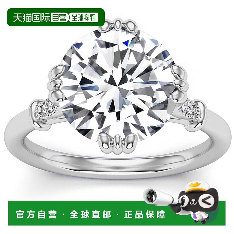 自营 pompeii3认证 6.10 克拉圆形钻石铂金订婚戒指实验室种植 -