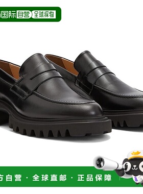 自营 All Saints Lola WF0052Z Penny乐福鞋女式9黑色皮革滑套鞋K