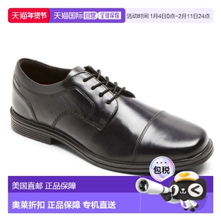自营Rockport Taylor Oxford Black Leather Waterproof Cap Toe