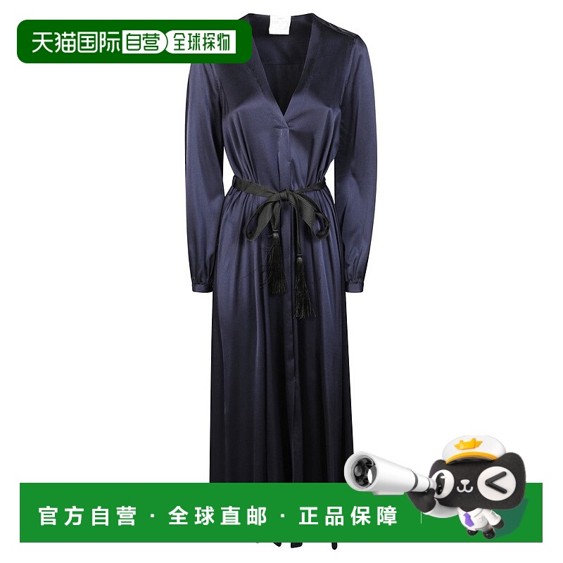 自营 forte forte深V领束腰飘逸迷笛裙-蓝色 美国奥莱直发