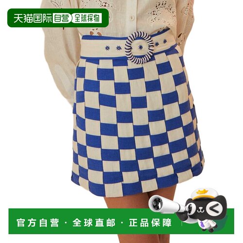 自营FARM Rio Linen-Blend Bicolor Interweaving Mini Skirt - m