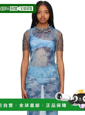 1h可退 香港直邮潮奢 ELLISS 女士 蓝色印花 T 恤 MeshAndShortSl